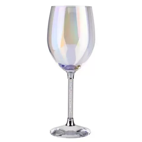 Iridescent Wine Glasses with Crystal-Filled Stems