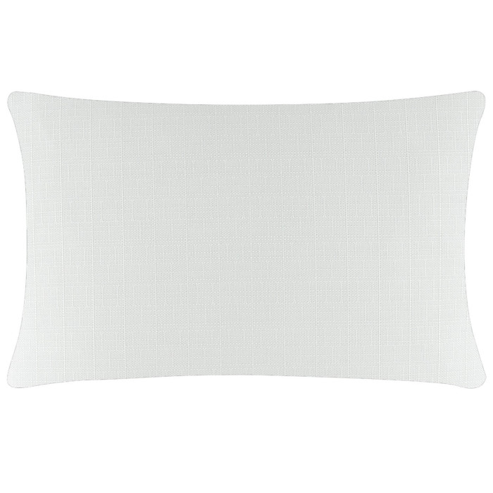 Woven rectangular pillow in light white with a textured grid pattern and a metal zipper on one side.