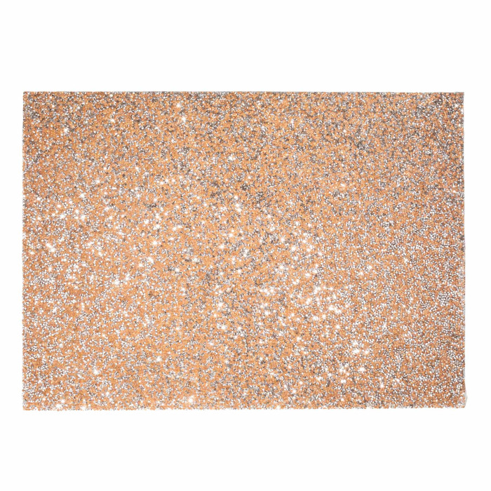 Rectangular placemat in topaz with a textured surface embellished with sparkling rhinestones in various sizes.