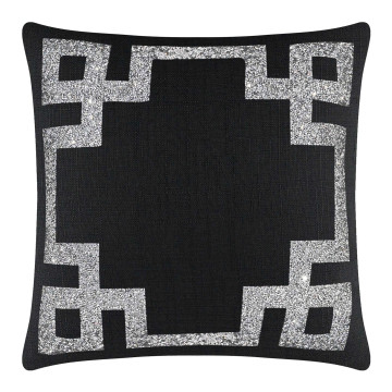Luminous Greek Key Border Pillow - Black