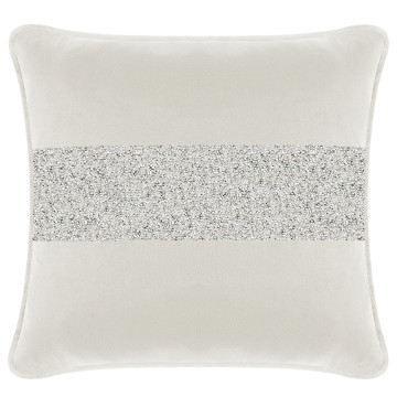 Luminous Stripe Pillow - 20x20 - White Velvet - Silver