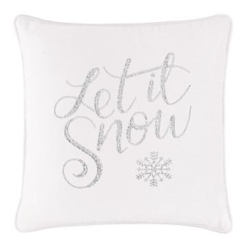 Let It Snow Pillow - 20x20 - White Velvet