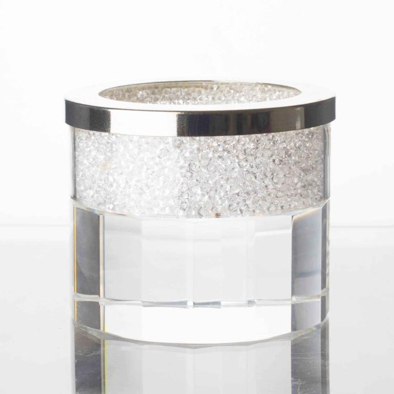 Crystal-Filled Candle Holder w/ Raised Base (CLX) detail angle image