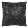 Square pillow covered in silver velvet with circular patterns of large glass rhinestones arranged in concentric circles. Square pillow covered in silver velvet with circular patterns of large glass rhinestones arranged in concentric circles.