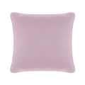 Square pillow in fuchsia velvet with a smooth texture and rounded edges.