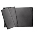 plush light gray velvet table runner with a smooth texture and folded edges.