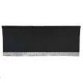Gray velvet valance with a glittering silver rhinestone trim along the bottom edge measuring 18"x50". Gray velvet valance with a glittering silver rhinestone trim along the bottom edge measuring 18"x50".