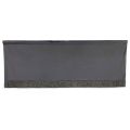Gray velvet valance with a glittering silver rhinestone trim along the bottom edge measuring 18"x50".