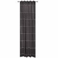 Black velvet curtain panel with horizontal rhinestone trim featuring a smooth texture and gathered top for hanging.