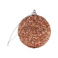 A 3" round glass ornament covered in golden rhinestones with a gold hanging loop.