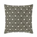 Black velvet pillow with circular glass rhinestone embellishments in an orbital pattern featuring a textured surface and plush shape. Black velvet pillow with circular glass rhinestone embellishments in an orbital pattern featuring a textured surface and plush shape.