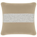 Square pillow in blush velvet fabric with a gold rhinestone stripe across the center. Square pillow in blush velvet fabric with a gold rhinestone stripe across the center.