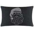 Red square pillow featuring a Santa face design embellished with white rhinestones and swirled beard details. Red square pillow featuring a Santa face design embellished with white rhinestones and swirled beard details.
