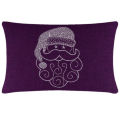 Red square pillow featuring a Santa face design embellished with white rhinestones and swirled beard details.