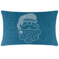 Red square pillow featuring a Santa face design embellished with white rhinestones and swirled beard details. Red square pillow featuring a Santa face design embellished with white rhinestones and swirled beard details.