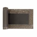 A 72" x 13" table runner with a plush black velvet center and glittering rhinestone edges in silver gold red and black.