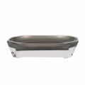 Faceted soap dish with a pink interior clear edges and a glittery silver base made of durable resin with a diamond-like shine.