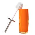 Faceted resin toilet brush holder in metallic silver with a diamond-like texture and a stainless steel handle.