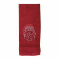 Black cotton hand towel featuring a sparkling Santa motif with red hat and rhinestone embellishments.