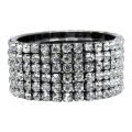 Set of 4 gold elastic napkin rings adorned with clear glass rhinestones in a grid pattern.