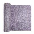 Silver table runner with a sparkling textured surface and embedded rhinestones in various colors.