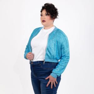 Strass Rhinestone Cropped Bomber Jacket