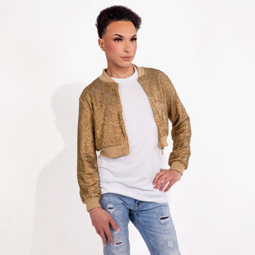 Strass Rhinestone Cropped Bomber Jacket