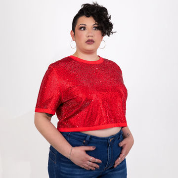 Strass Rhinestone Crop Top