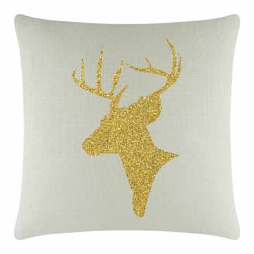 Reindeer Bust Pillow - 16x16 - Linen - Gold