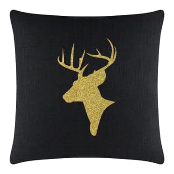 Reindeer Bust Pillow - 20x20 - Black - Gold