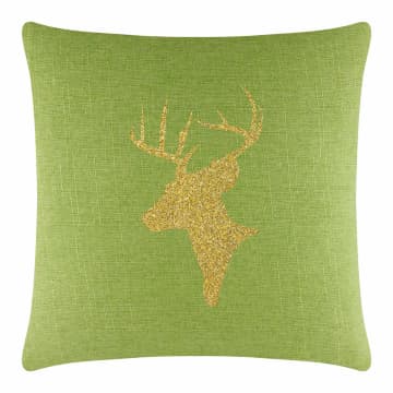 Reindeer Bust Pillow - 20x20 - Lime - Gold