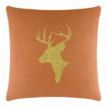 Reindeer Bust Pillow - 20x20 - Orange - Gold