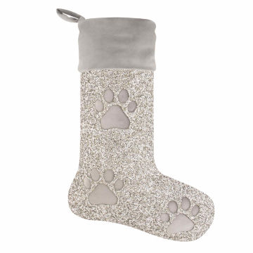 Luminous Paw Print Stocking - Silver