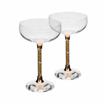 Vetrina Stem Coupe Glass - Set of 2 in Gift Box - Gold