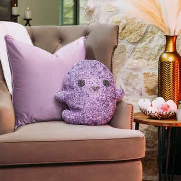 Friendly Ghost Shaped Pillow - Purple