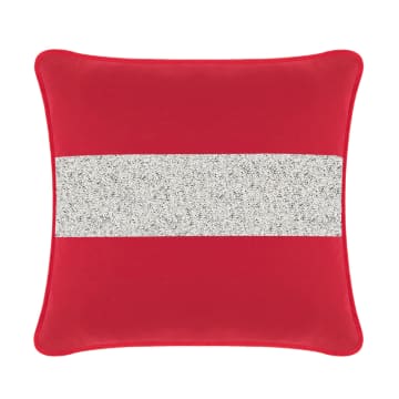 Luminous Stripe Pillow - 16x16 - Red Velvet - Silver