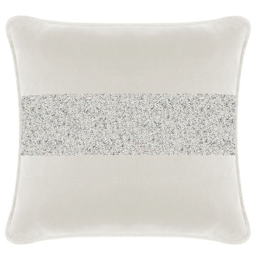 Luminous Stripe Pillow - 20x20 - White Velvet - Silver