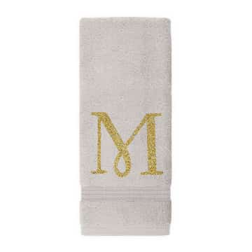Monogram Hand Towel - Gray - Gold