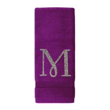 Monogram Hand Towel - Purple - Charcoal