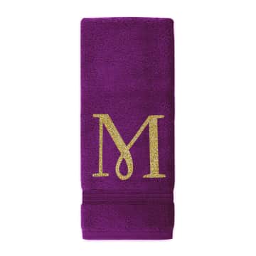 Monogram Hand Towel - Purple - Gold