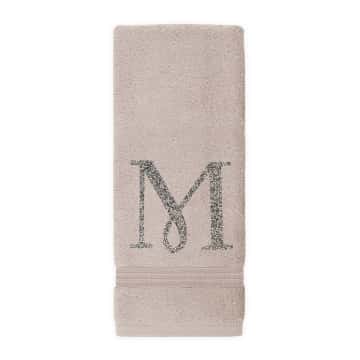 Monogram Hand Towel - Taupe - Charcoal