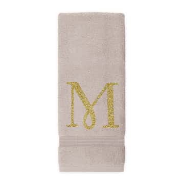 Monogram Hand Towel - Taupe - Gold