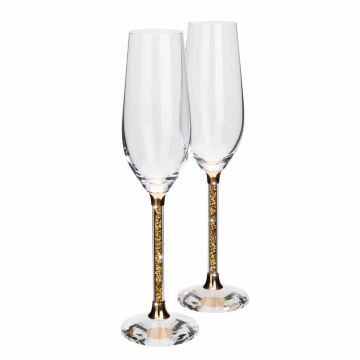 Vetrina Stem Toasting Flute - Set of 2 in Gift Box - Gold