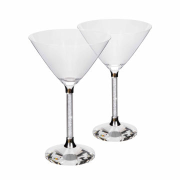 Vetrina Stem Martini Glass - Set of 2 in Gift Box - Silver