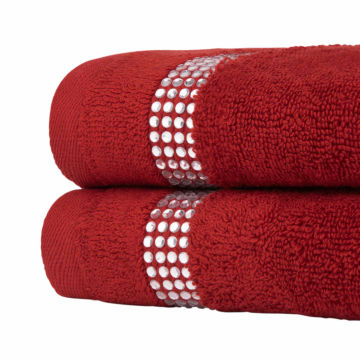 Stripe Fingertip Towel (Set of 2) - Red