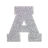 Large silver block letter "A" with a textured glittery surface and a triangular cutout in the center. Large silver block letter "A" with a textured glittery surface and a triangular cutout in the center.