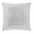 Square pillow with a textured surface featuring clear rhinestones and faux pearls on a white background. Square pillow with a textured surface featuring clear rhinestones and faux pearls on a white background.