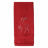 Red cotton hand towel featuring a rhinestone-embellished reindeer design and a textured border at the bottom. Red cotton hand towel featuring a rhinestone-embellished reindeer design and a textured border at the bottom.