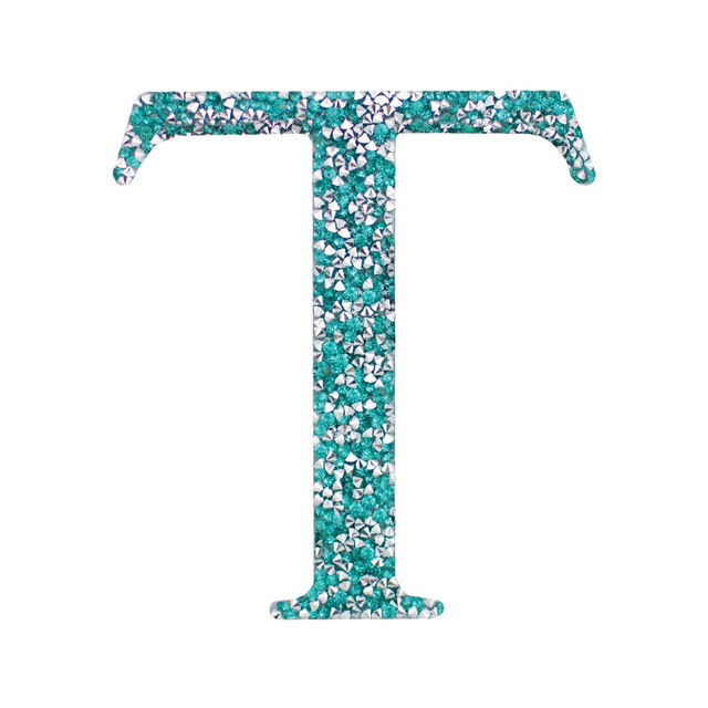 Silver Greek monogram letter with a textured rhinestone finish approximately 3x4 inches in size.