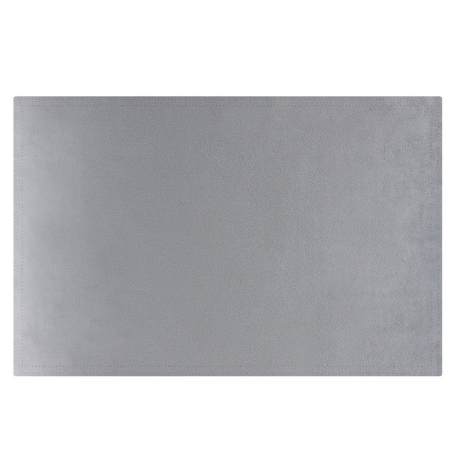 Dark blue rectangular placemat made of soft fabric with a smooth texture and stitched edges.